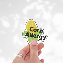 Load image into Gallery viewer, Corn Allergy Awareness Sticker – 2.5" Medical Alert Decal - Set of 12