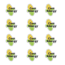Load image into Gallery viewer, Corn Allergy Awareness Sticker – 2.5" Medical Alert Decal - Set of 12