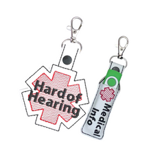 Load image into Gallery viewer, Hard of Hearing Bag Tag, Marine Vinyl Keychain, Deaf Community Accessory