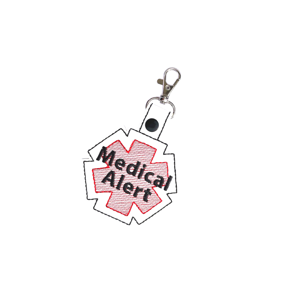 Medical Alert Bag Tag, Marine Vinyl Durable Keychain, Personalized Medical Condition Accessory