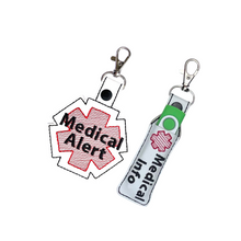Load image into Gallery viewer, Medical Alert Bag Tag, Marine Vinyl Durable Keychain, Personalized Medical Condition Accessory
