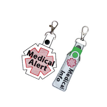 Load image into Gallery viewer, Medical Alert Bag Tag, Marine Vinyl Durable Keychain, Personalized Medical Condition Accessory
