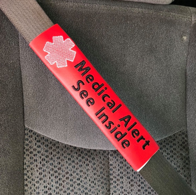 Seat Belt Sleeve, First Responder Alert, Medical Alert, Backpack Tag, Alert, Medical Alert, Kidoosh